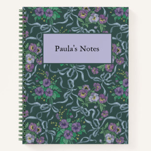 Carnet Pansy Violet Vintage Victorien Ruban Bleu