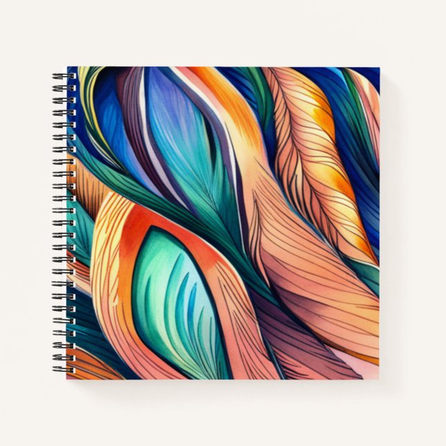 Carnet Paon abstrait (Devant)