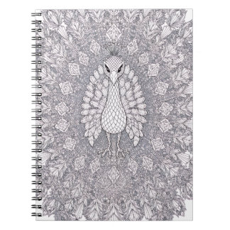 Carnet Paon Cristal Art Linéaire Géométrique Oiseau