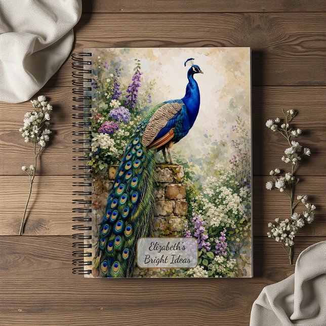 Carnet Paon dans un jardin fleuri (Créateur téléchargé)