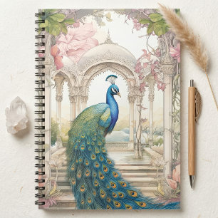 Carnet Paon de jardin floral de style indien vintage