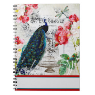 Carnet Paon et roses