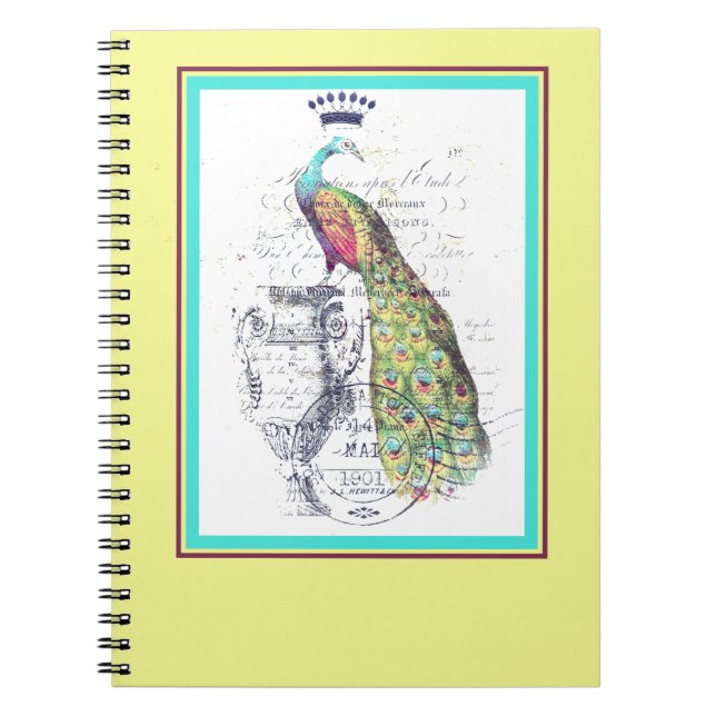 Carnet paon royal vintage (Devant)