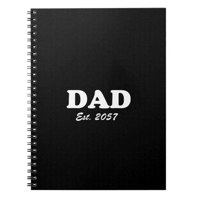 Carnet Papa Custom Est date moderne typographie noir (Devant)