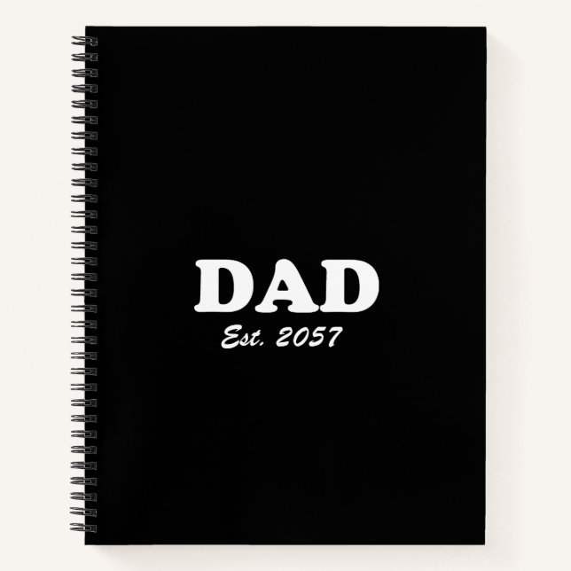 Carnet Papa Custom Est date moderne typographie noir (Devant)