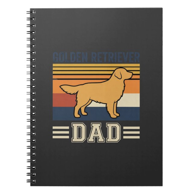 Carnet Papa Golden Retriever Chien Rétro (Devant)