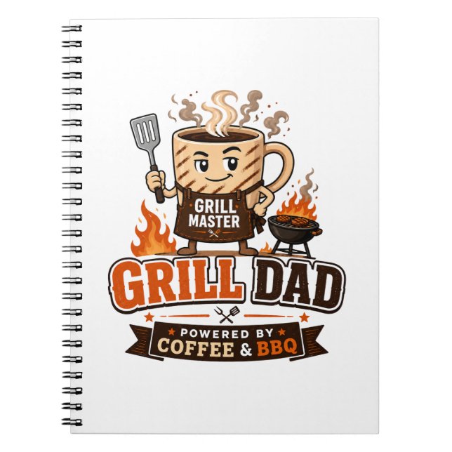 Carnet Papa Grill Powered By Café Et BBQ Drôle Papa (Devant)