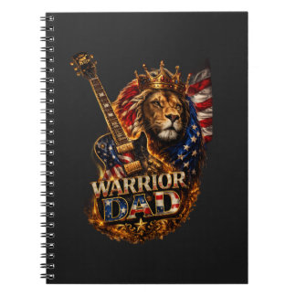 Carnet Papa guerrier Lion Drapeau américain Guitare 