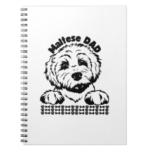 Carnet Papa Maltais Dessin Noir et Blanc Chien Maltais