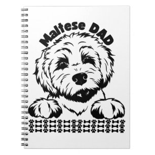 Carnet Papa maltais Noir et Blanc Design Chien maltais