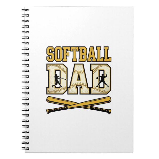 Carnet Papa Softball Gravure Vintage Batteur Graphique_1 (Devant)