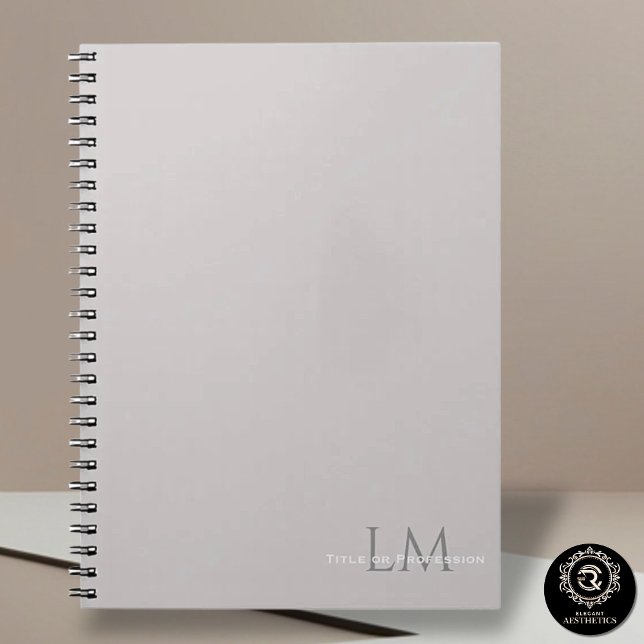 Carnet Papeterie Monogramme Gris Taupe Moderne (Créateur téléchargé)