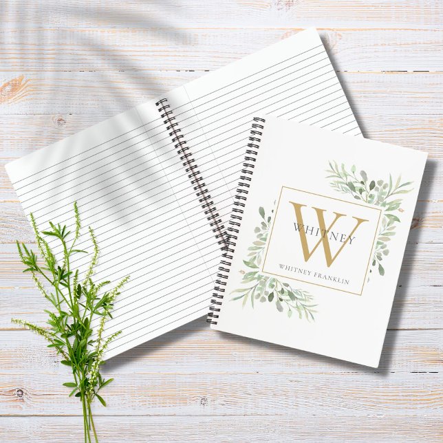 Carnet Papeterie personnalisée avec monogramme doré et ve (Créateur téléchargé)