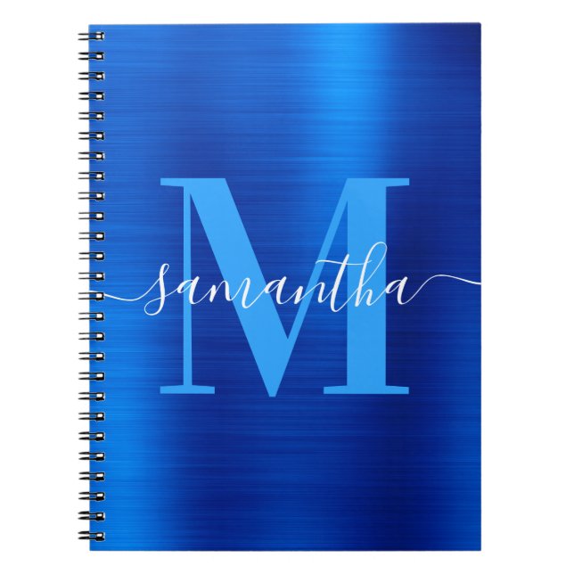 Carnet Papier à en-tête Monogramme Royal Bleu Foil  (Devant)