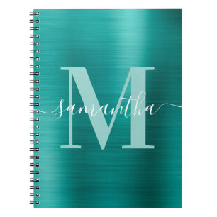 Carnet Papier à lettres Monogramme Aqua Sarcelle Brillant