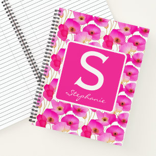 Carnet Papier à lettres monogramme floral aquarelle coque