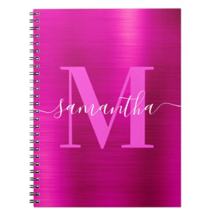 Carnet Papier à lettres Monogramme Rose Chaud Brillance