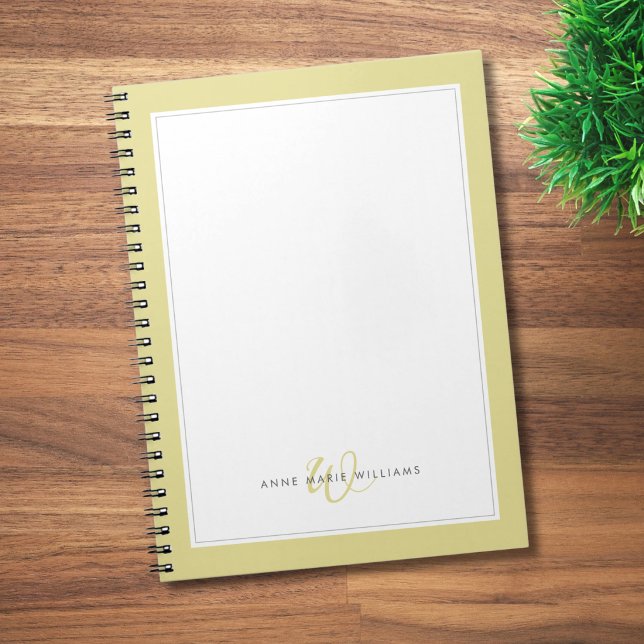 Carnet Papier à monogramme à deux bordures chartreuse min (Créateur téléchargé)