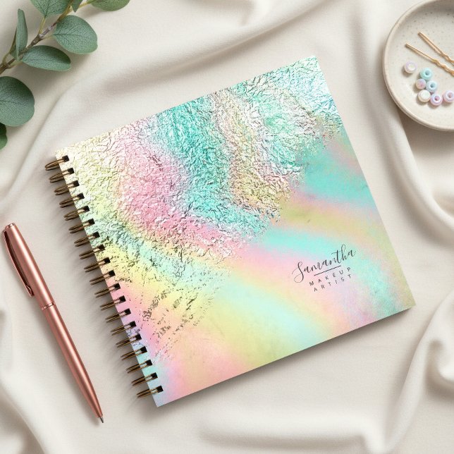 Carnet Papier Aluminium Abstrait Holographique Arc-en-cie (Créateur téléchargé)