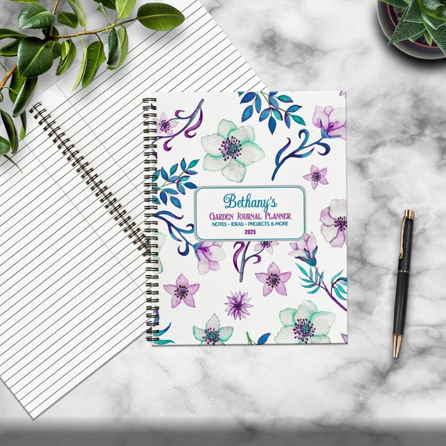 Carnet Papier aquarelle floral personnalisé Maison & Jard (Créateur téléchargé)