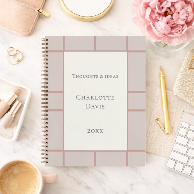 Carnet Papier de bureau à motif quadrillé rose taupe ivoi (Créateur téléchargé)