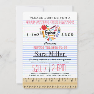 Carnet Papier Enseignant Graduation Invitation