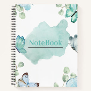 Carnet Papier esthétique bleu et blanc papillon 21,59 cm 