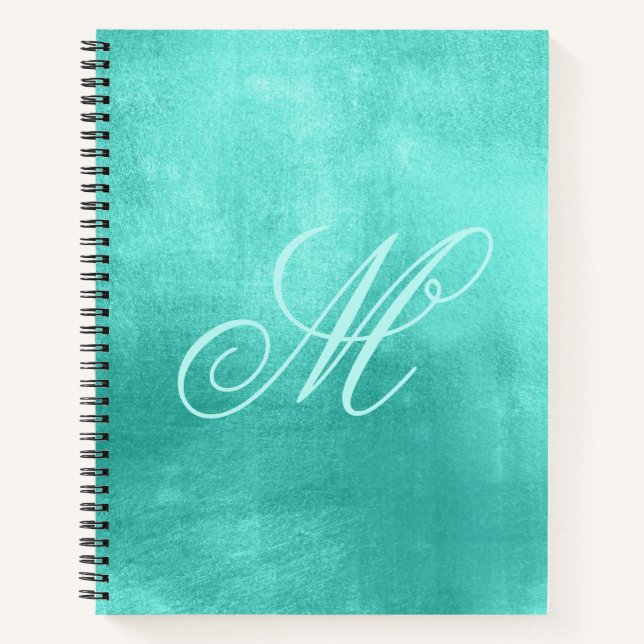 Carnet Papier fantaisie monogrammé brillant turquoise (Devant)