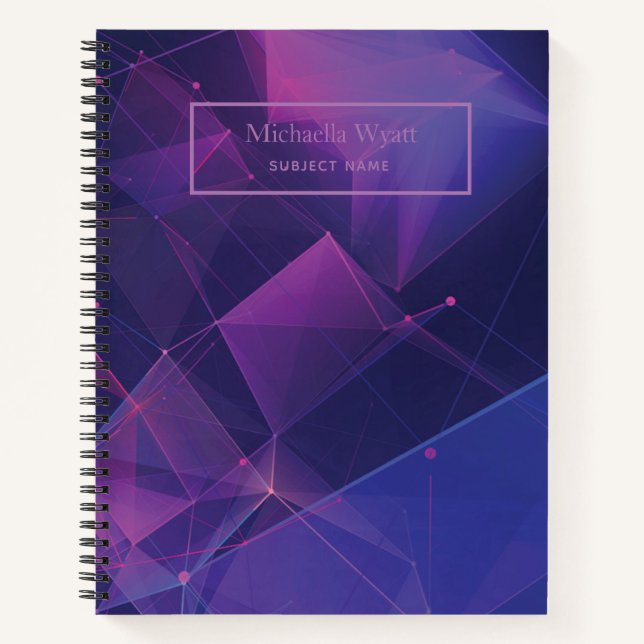 Carnet Papier géométrique personnalisé violet (Devant)