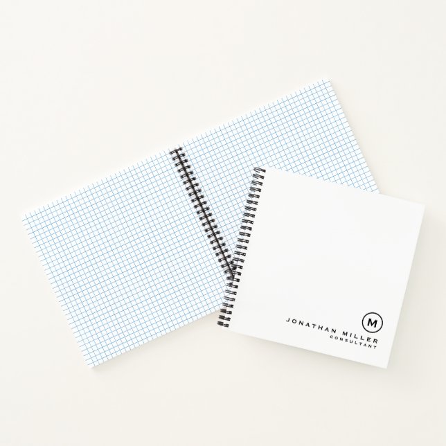 Carnet Papier graphique Carré Monogramme blanc minimal (Intérieur)