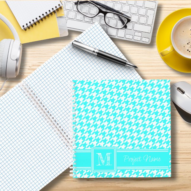 Carnet Papier graphique en pied de page turquoise monogra (Créateur téléchargé)