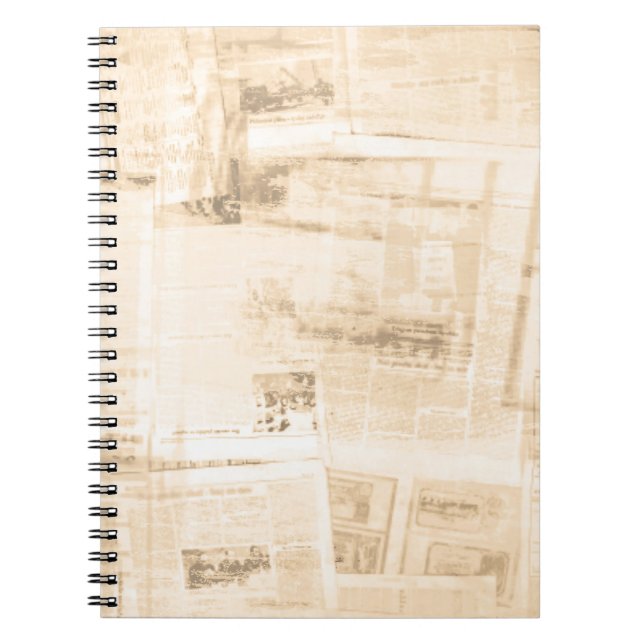 Carnet Papier griffé : fond de vieux journal. (Devant)