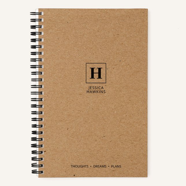 Carnet Papier Kraft Brun Monogramme Classique (Recto)