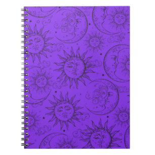 Carnet Papier Magie Violet Vintage Céleste Soleil Lune Ét