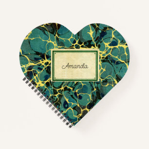 Carnet Papier marbré vintage et Étiquette de nom