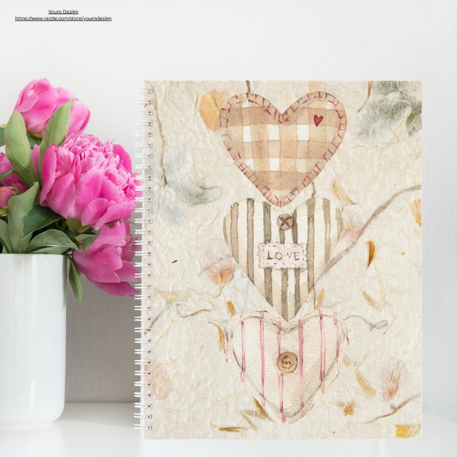 Carnet Papier Mulberry personnalisé Coeurs et kraft (Créateur téléchargé)