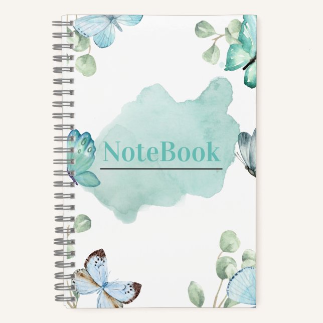 Carnet Papier papillon esthétique bleu et blanc 14 x 21,5 (Recto)