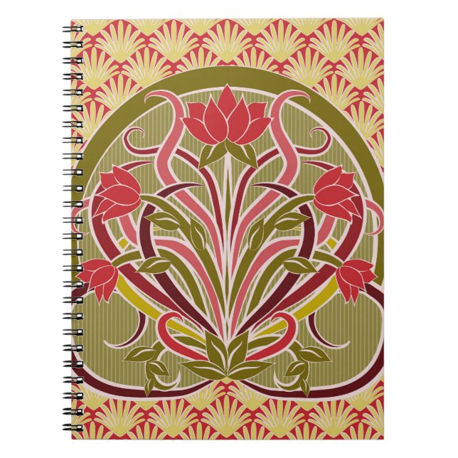 Carnet Papier peint à fleurs Art Nouveau. (Devant)
