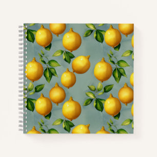 Carnet Papier peint à motif de citrons de style vintage