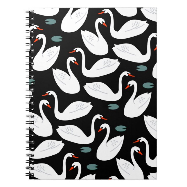 Carnet Papier peint blanc Swans Lake (Devant)