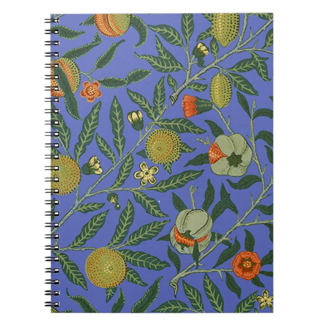 Carnet Papier peint coloré Grenade Bleue de William Morri (Devant)