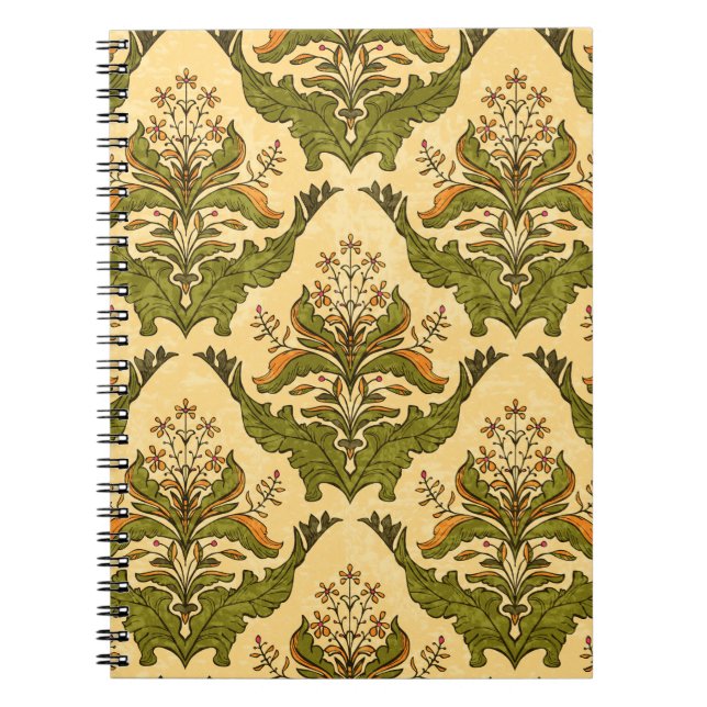 Carnet Papier peint floral classique : damassé stylisé. (Devant)