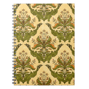 Carnet Papier peint floral classique : damassé stylisé.