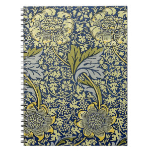 Carnet Papier Peint Floral William Morris Kennet Bleu Or
