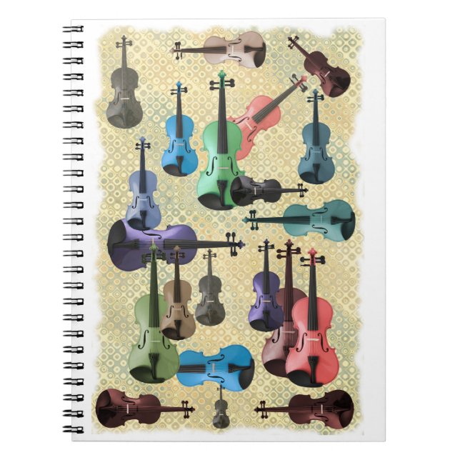 Carnet Papier peint multicolore de violon (Devant)