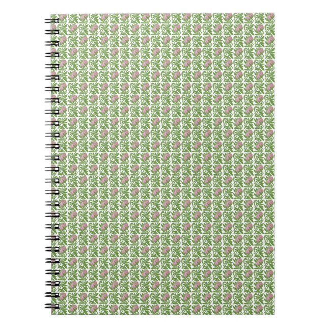 Carnet Papier peint nénuphars rose Art Nouveau (Devant)