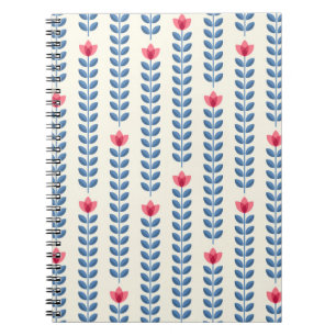 Carnet Papier peint rétro - motif floral avec sca abstrai