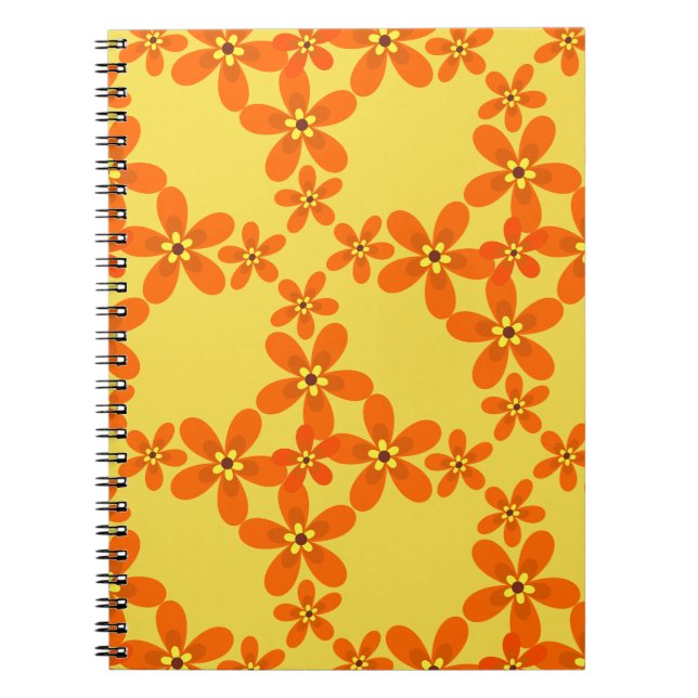 Carnet papier peint rétro orange 1970 (Devant)