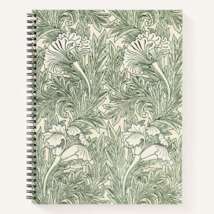 Carnet Papier peint tulipe classique vert de William Morr