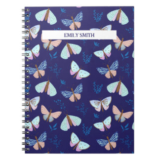 Carnet papillon à motif bleu avec accent rose